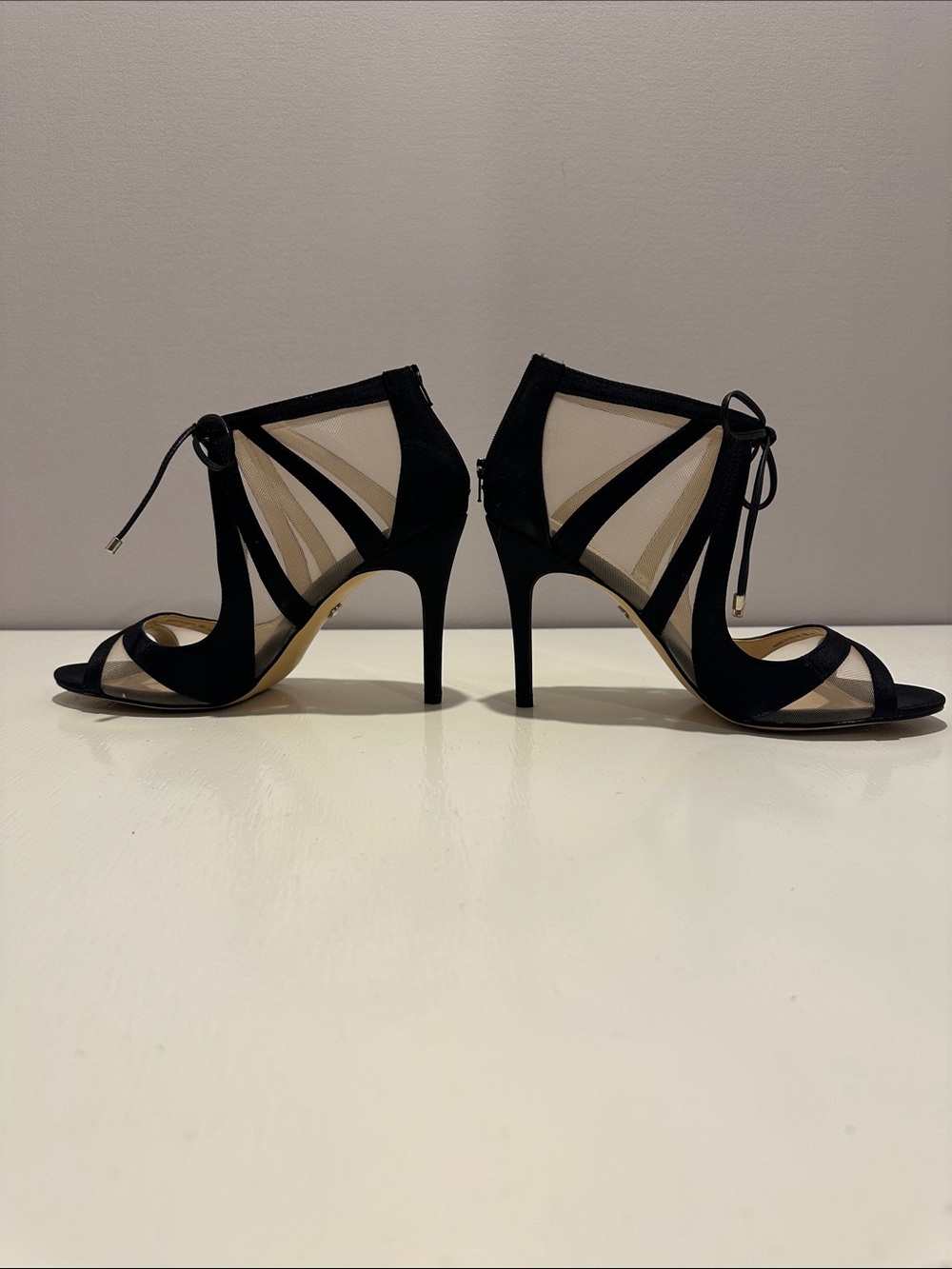 Nina Black Strappy Lace-Up Stiletto Sandals - Picture 3 of 5